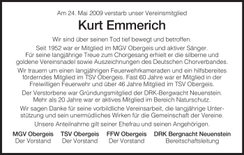 Traueranzeige von Kurt Emmerich von HERSFELDER ZEITUNG