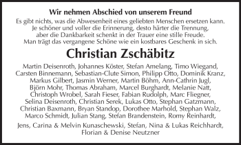 Traueranzeige von Christian Zschäbitz von HERSFELDER ZEITUNG