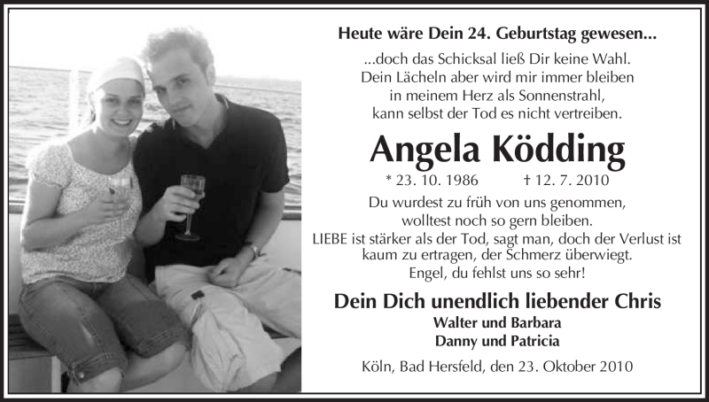  Traueranzeige für Angela Ködding vom 23.10.2010 aus HERSFELDER ZEITUNG