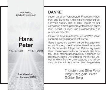 Traueranzeige von Hans Peter von HERSFELDER ZEITUNG