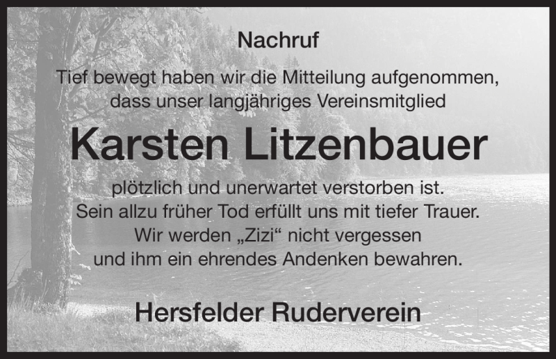  Traueranzeige für Karsten Litzenbauer vom 09.08.2012 aus HERSFELDER ZEITUNG