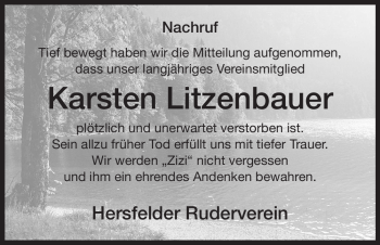 Traueranzeige von Karsten Litzenbauer von HERSFELDER ZEITUNG