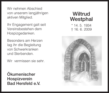 Traueranzeige von Wiltrud Westphal von HERSFELDER ZEITUNG