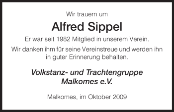 Traueranzeige von Alfred Sippel von HERSFELDER ZEITUNG