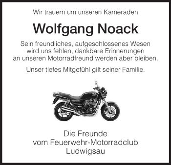 Traueranzeige von Wolfgang Noack von HERSFELDER ZEITUNG