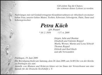 Traueranzeige von Petra Küch von HERSFELDER ZEITUNG