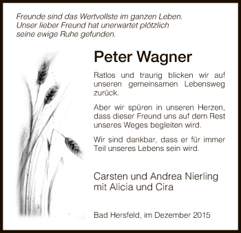Traueranzeige von Peter Wagner von Hersfeld