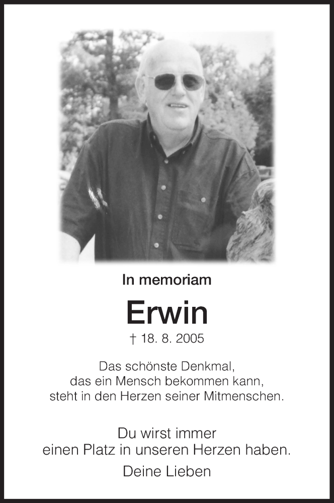  Traueranzeige für Erwin  vom 18.08.2015 aus Hersfeld
