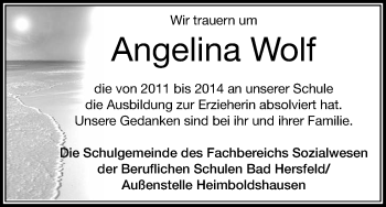 Traueranzeige von Angelina Wolf von Hersfeld