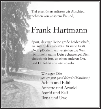 Traueranzeige von Frank Hartmann von Hersfeld