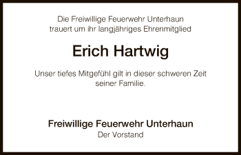 Traueranzeige von Erich Hartwig von Hersfeld