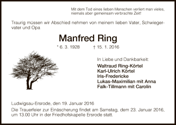 Traueranzeige von Manfred Ring von Hersfeld