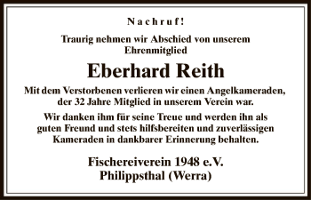 Traueranzeige von Eberhard Reith von Hersfeld