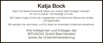 Traueranzeige von Katja Bock von Hersfeld