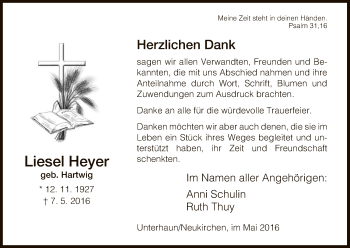Traueranzeige von Liesel Heyer von Hersfeld