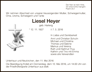 Traueranzeige von Liesel Heyer von Hersfeld