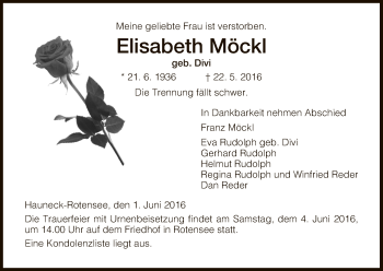 Traueranzeige von Elisabeth Möckl von Hersfeld