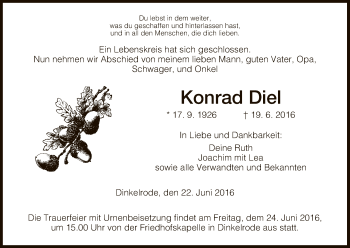 Traueranzeige von Konrad Diel von Hersfeld