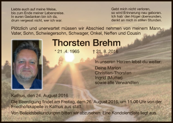 Traueranzeige von Thorsten Brehm von Hersfeld