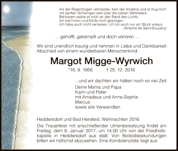 Traueranzeige von Margot Migge-Wyrwich von Hersfeld