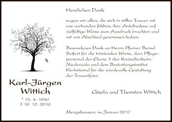 Traueranzeige von Karl-Jürgen Wittich von Hersfeld