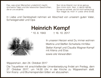 Traueranzeige von Heinrich Kempf von Hersfeld