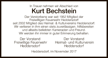 Traueranzeige von Kurt Bechstein von Hersfeld