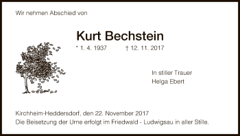 Traueranzeige von Kurt Bechstein von Hersfeld