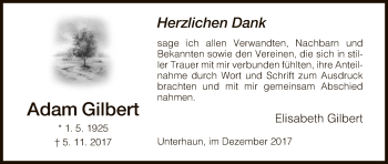 Traueranzeige von Adam Gilbert von Hersfeld