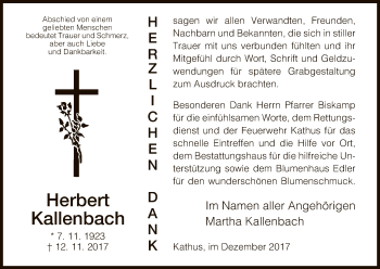 Traueranzeige von Herbert Kallenbach von Hersfeld