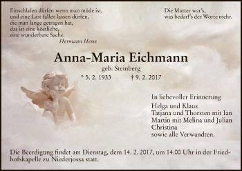 Traueranzeige von Anna-Maria Eichmann von Hersfeld