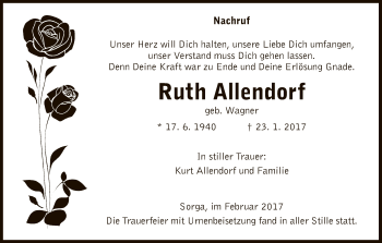 Traueranzeige von Ruth Allendorf von Hersfeld