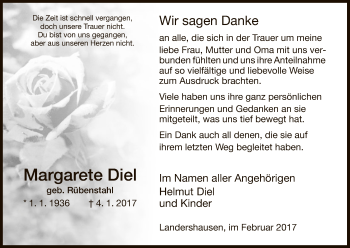 Traueranzeige von Margarete Diel von Hersfeld