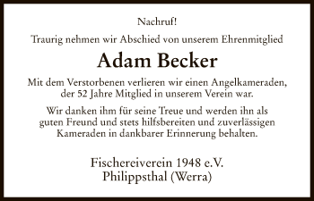 Traueranzeige von Adam Becker von Hersfeld