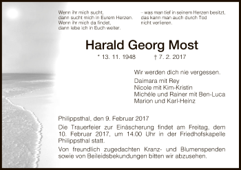 Traueranzeige von Harald Georg Most von Hersfeld