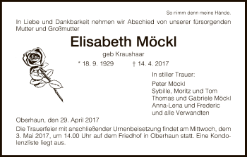 Traueranzeige von Elisabeth Möckl von Hersfeld