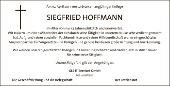 Traueranzeige von Siegrid Hoffmann von Hersfeld