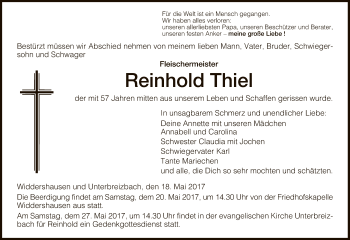 Traueranzeige von Reinhold Thiel von Hersfeld