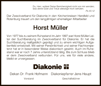 Traueranzeige von Horst Müller von Hersfeld