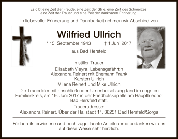 Traueranzeige von Wilfried Ullrich von Hersfeld