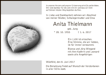 Traueranzeige von Anita Thielmann von Hersfeld