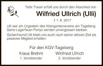 Traueranzeige von Wilfried Ullrich von Hersfeld
