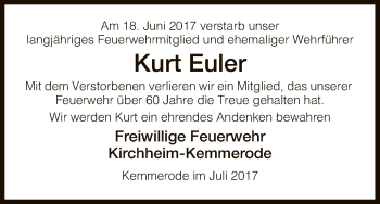 Traueranzeige von Kurt Euler von Hersfeld