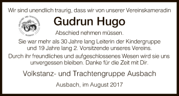 Traueranzeige von Gudrun Hugo von Hersfeld