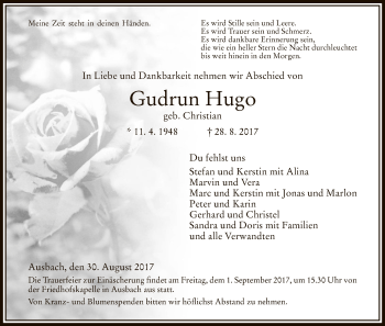 Traueranzeige von Gudrun Hugo von Hersfeld