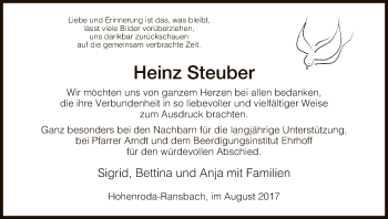 Traueranzeige von Heinz Steuber von Hersfeld