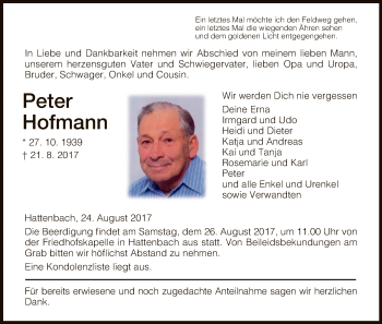 Traueranzeige von Peter Hofmann von Hersfeld