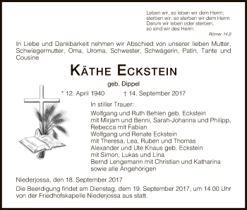 Traueranzeige von Käthe Eckstein von Hersfeld