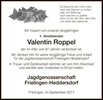 Traueranzeige von Valentin Roppel von Hersfeld