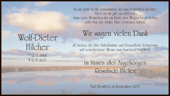 Traueranzeige von Wolf-Dieter Hilcher 